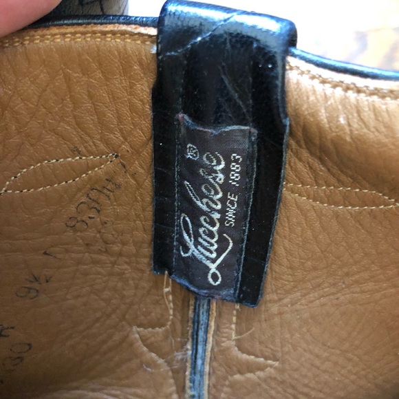 Lucchese Italian Leather Good Year Soles Black Cowboy Boots - Picture 6 of 6